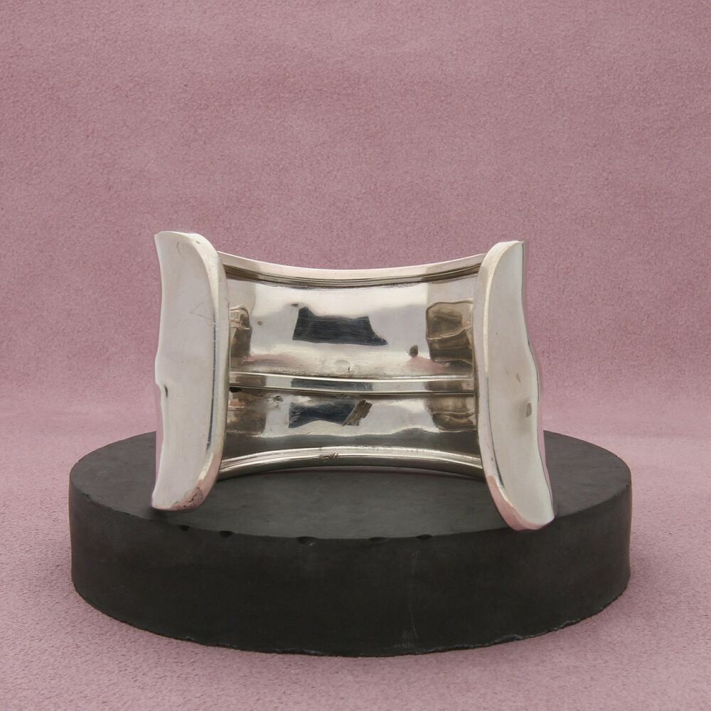 sterling silver vintage concave asymmetrical cuff bracelet size 6in - Picture 3 of 3